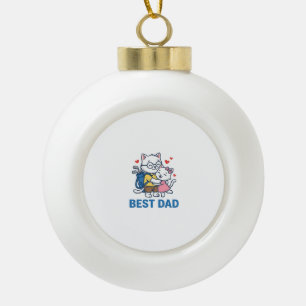 Best Dad Golf Cat Hug Cute Vector Design_1 Ceramic Ball Christmas Ornament