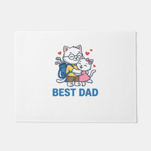 Best Dad Golf Cat Hug Cute Vector Design_1 Doormat
