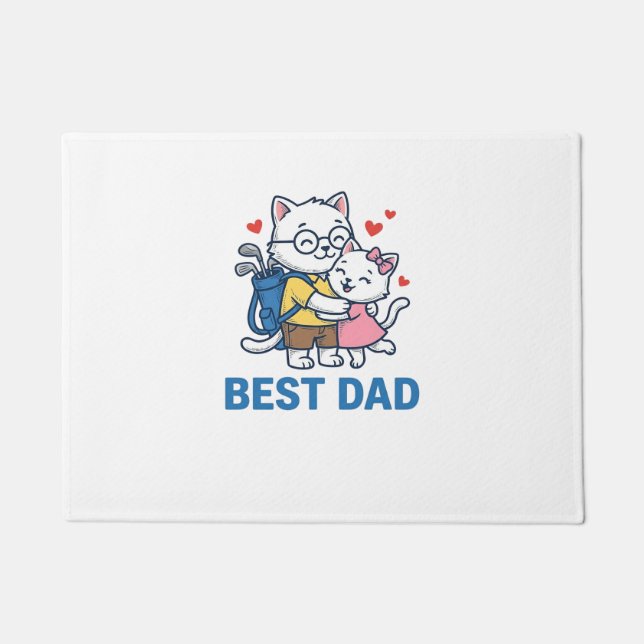 Best Dad Golf Cat Hug Cute Vector Design_1 Doormat (Front)
