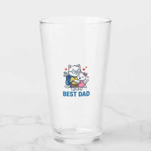 Best Dad Golf Cat Hug Cute Vector Design_1 Glass