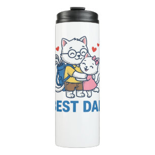 Best Dad Golf Cat Hug Cute Vector Design_1 Thermal Tumbler