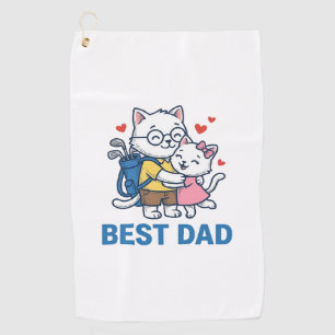 Best Dad Golf Cat Hug Cute Vector Design_1 Towel
