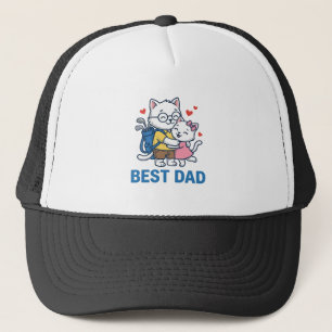 Best Dad Golf Cat Hug Cute Vector Design_1 Trucker Hat