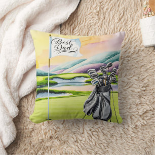 Best Dad Golf Flag  Father's Day Golf Course  Throw Pillow