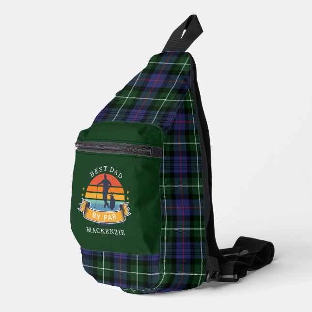 Best Dad Golf Lover Gag Plaid Tartan Sling Bag (Right Corner)