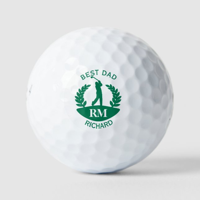 Best Dad Golfer Monogram First Name Golf Balls (Front)