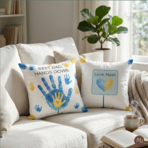 Best Dad Hands Down Blue Yellow Watercolor 
