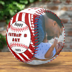Best Dad Happy Father`s Day Red Stripes 2 Photo  Baseball