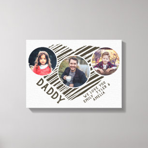 Best Dad Heart Father`s Day 3 Photo Collage Canvas Print