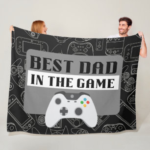 Best Dad in the Game Sketch Black Large Fleece Blanket