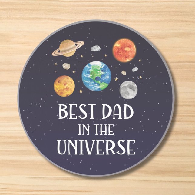 Best Dad in The Universe Funny Quote Fathers Day Coaster (Creator Uploaded)