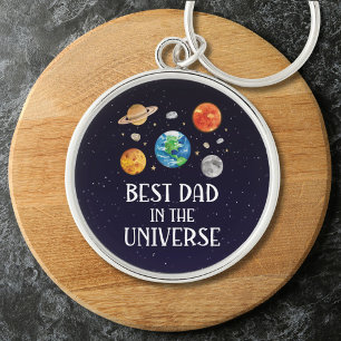 Best Dad in The Universe Funny Quote Fathers Day Keychain