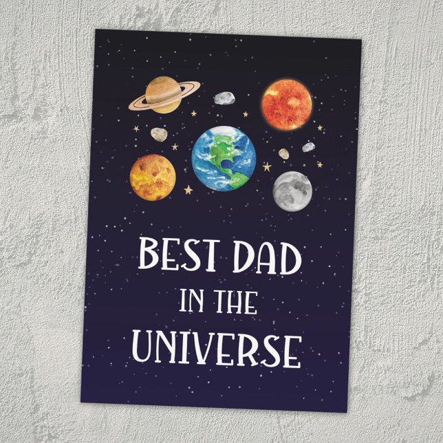 Best Dad in The Universe Quote Fathers Day Flat Card (Creator Uploaded)
