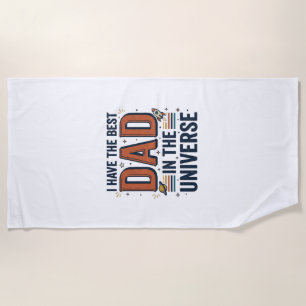 Best Dad in the Universe Space Vector Design_1 Beach Towel