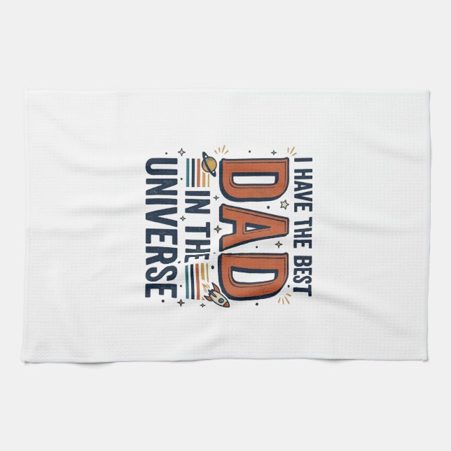 Best Dad in the Universe Space Vector Design_1 Kitchen Towel (Horizontal)