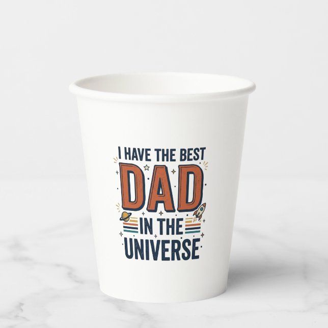 Best Dad in the Universe Space Vector Design_1 Paper Cups (Front)