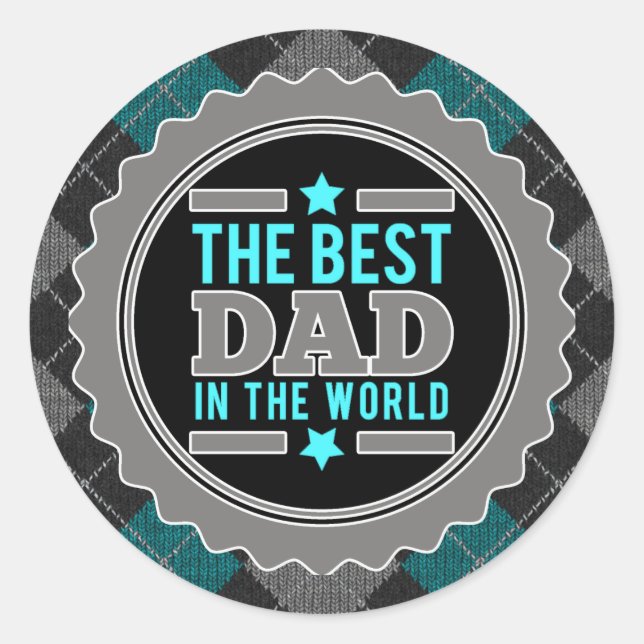Best Dad in the World Argyle Patterned Classic Round Sticker (Front)