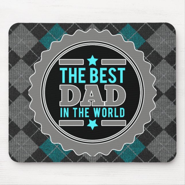 Best Dad in the World Argyle Patterned Mouse Pad (Front)