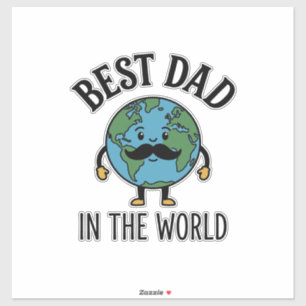 Best Dad in the World Earth Moustache Shirt Design