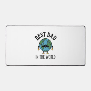 Best Dad in the World Earth Moustache Shirt Design Desk Mat