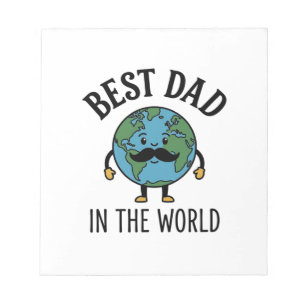 Best Dad in the World Earth Moustache Shirt Design Notepad