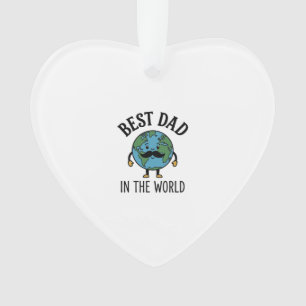 Best Dad in the World Earth Moustache Shirt Design Ornament