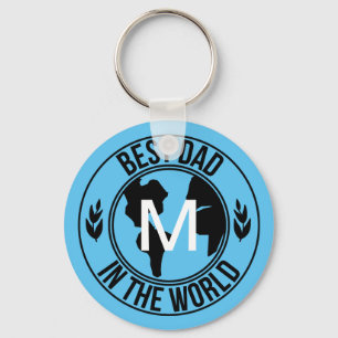 BEST DAD IN THE WORLD MONOGRAMMED KEY CHAIN