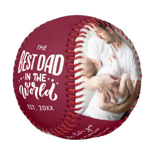 Best Dad in the World Year Photos Personalized Baseball
