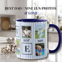 Best DAD LOVE Custom Nine Photo Collage Coffee