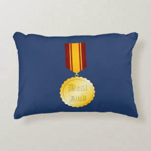 Best Dad Medal Brooch Father’s Day Accent Pillow