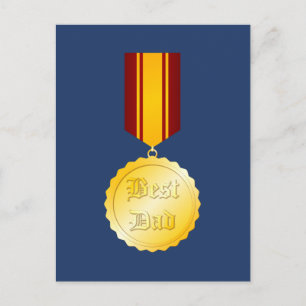 Best Dad Medal Brooch Father’s Day Postcard