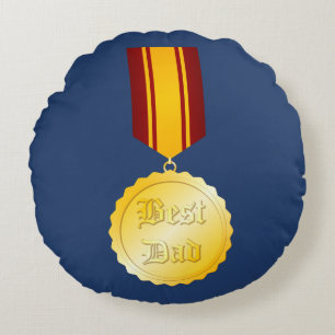 Best Dad Medal Brooch Father’s Day Round Pillow