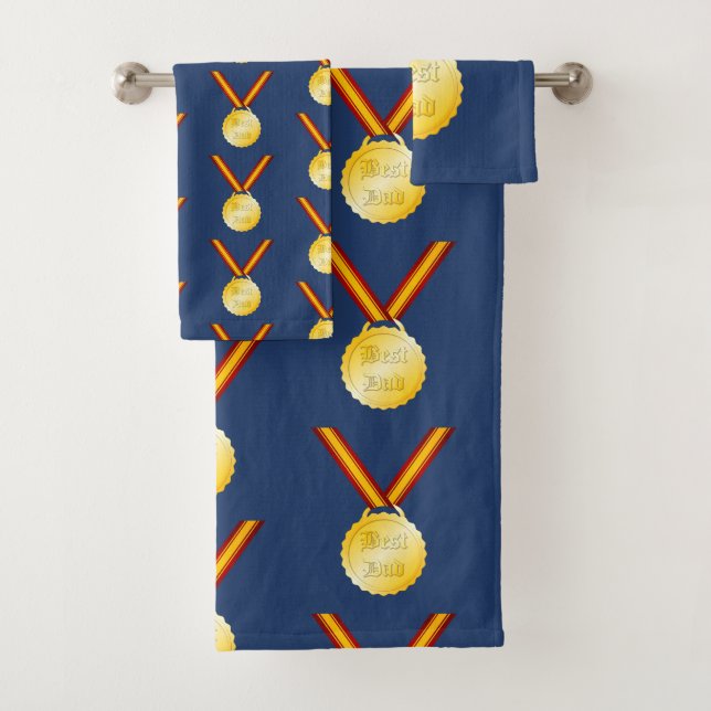 Best Dad Medal Father’s Day Bath Towel Set (Insitu)