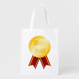 Best Dad Medal Ribbon Father’s Day Reusable Grocery Bag
