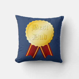 Best Dad Medal Ribbon Father’s Day Throw Pillow