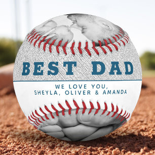 Best Dad Modern Blue Father`s Day 3 Photo Collage Baseball
