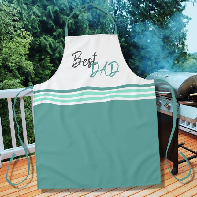 Best Dad Modern Turquoise Script Father`s Day Apron (Creator Uploaded)