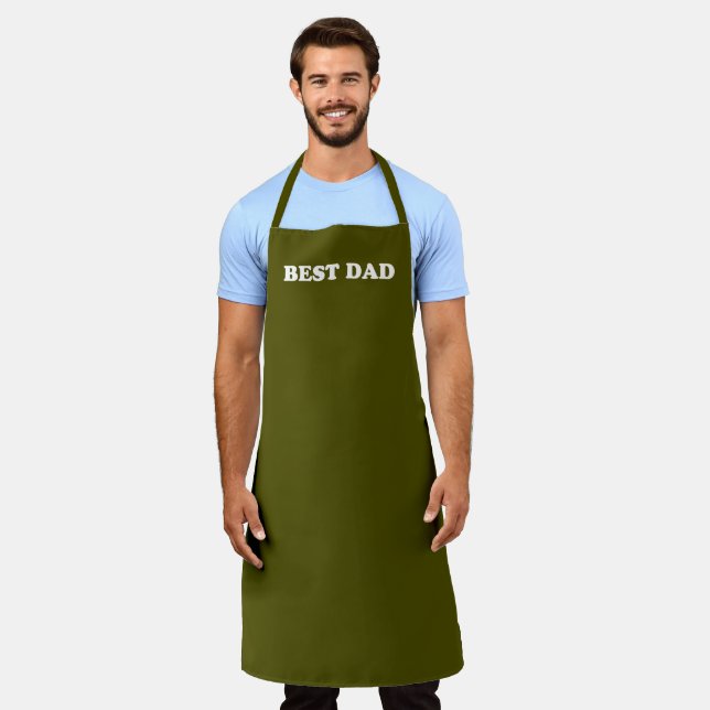 Best Dad olive moss green modern typography solid Apron (Worn)