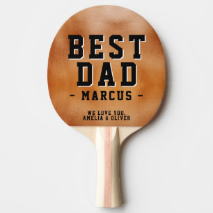 Best Dad Orange Metallic Father`s Day Keepsake Ping Pong Paddle