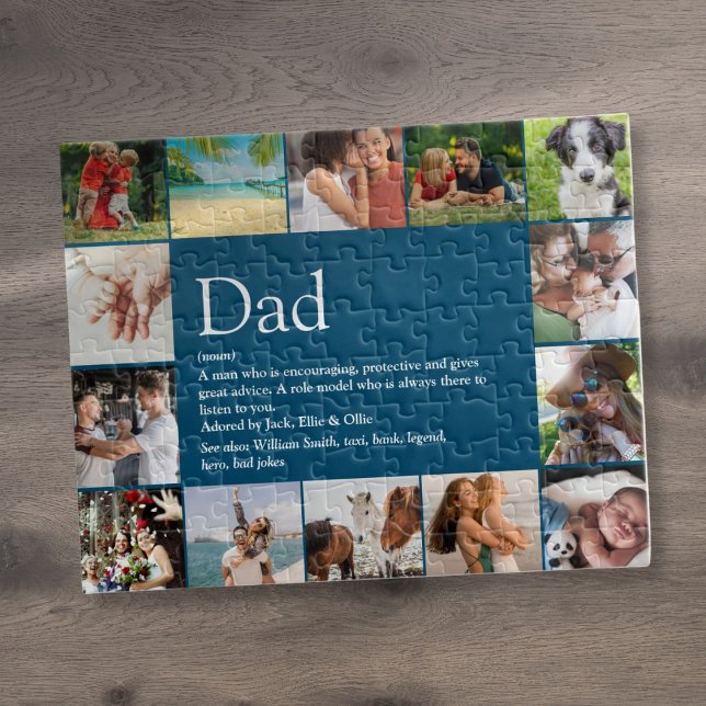 Best Dad Papa Father Definition 14 Photo Blue Jigsaw Puzzle (Best Dad Papa Father Definition 14 Photo Blue Jigsaw Puzzle)