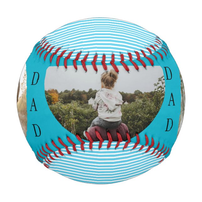 Best Dad Personalized 3 Photo Baseball (Front)