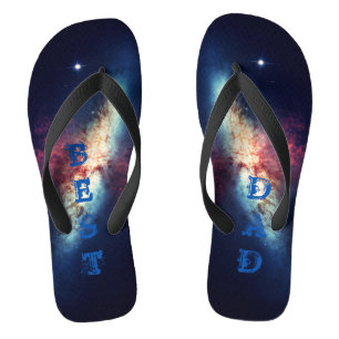 Best Dad Personalized Blue Cosmos Flip Flops