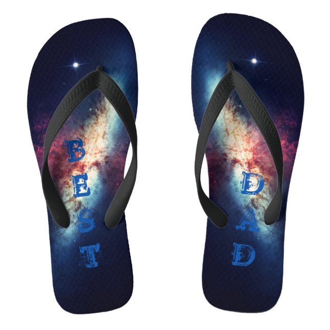 Best Dad Personalized Blue Cosmos  Flip Flops (Footbed)