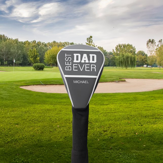 Best Dad Personalized Name Grey Golf Head Cover (Best Dad Personalized Name Gray Golf Head Cover)