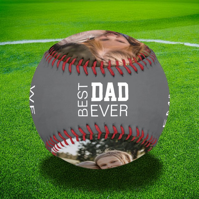 Best Dad Personalized Photos Baseball (Create your own custom photos Best Dad Baseball Gift by MINTIC DESIGN STUDIO)