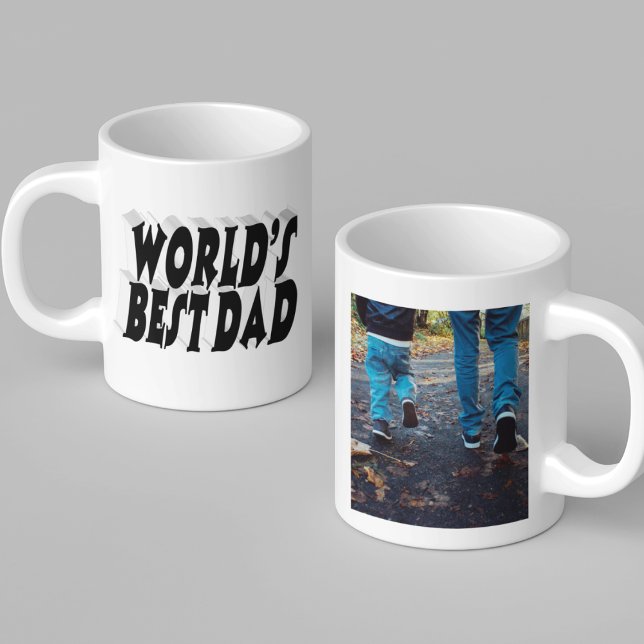 Best Dad photo black 3d text Coffee Mug (Creator Uploaded)