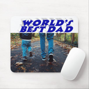 Best Dad photo blue 3d text Mouse Pad