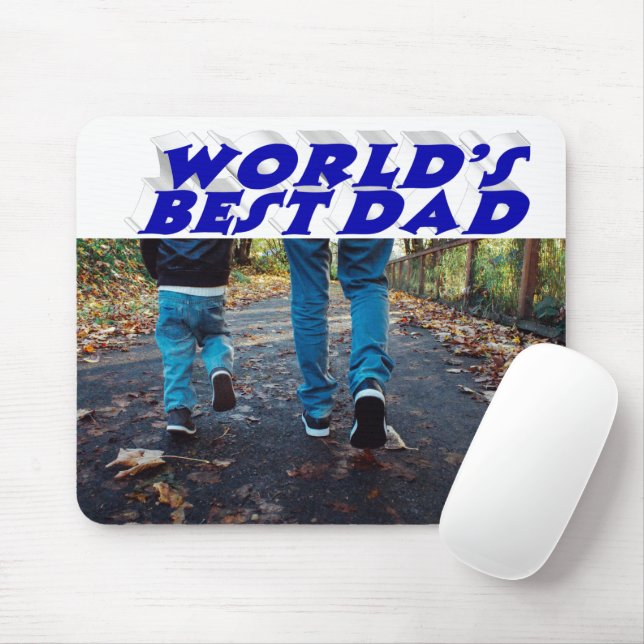 Best Dad photo blue 3d text Mouse Pad (With Mouse)