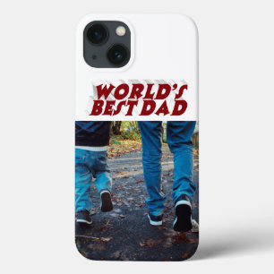 Best Dad photo burgundy 3d text iPhone 13 Case