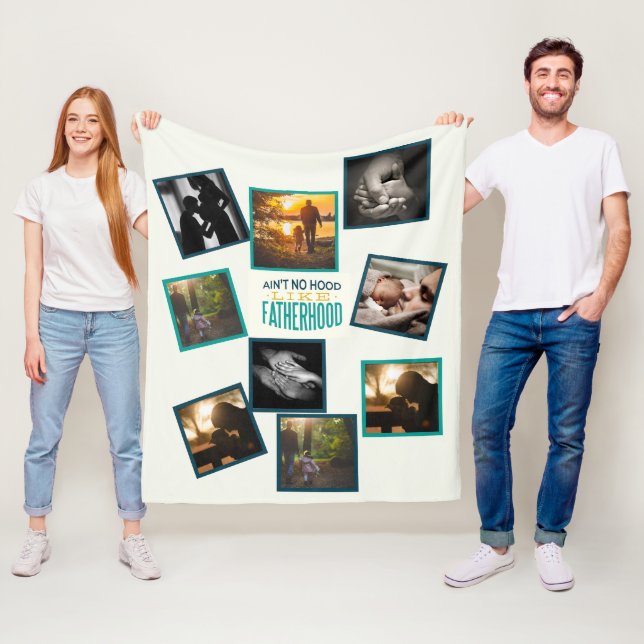 Best dad Photo Collage Funny Fatherhood Quote Fleece Blanket (In Situ)